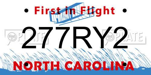 277RY2 North Carolina License Plate