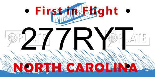 277RYT North Carolina License Plate