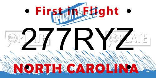 277RYZ North Carolina License Plate