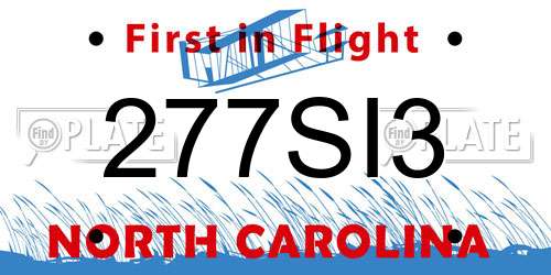 277SI3 North Carolina License Plate