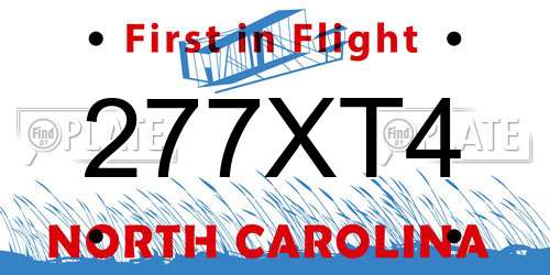 277XT4 North Carolina License Plate