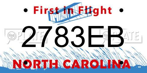 2783EB North Carolina License Plate