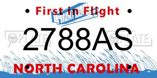 2788AS North Carolina License Plate