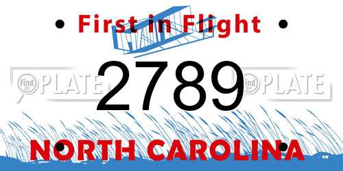2789 North Carolina License Plate