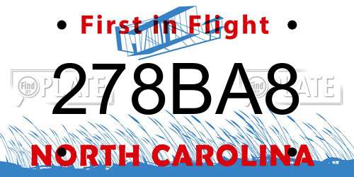 278BA8 North Carolina License Plate