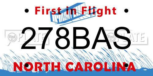 278BAS North Carolina License Plate