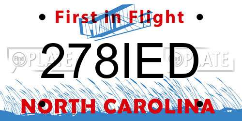 278IED North Carolina License Plate