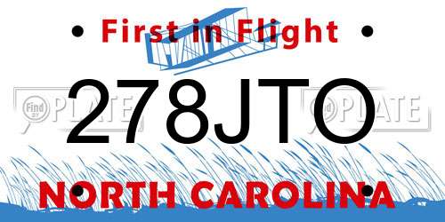 278JTO North Carolina License Plate