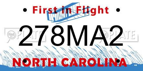 278MA2 North Carolina License Plate