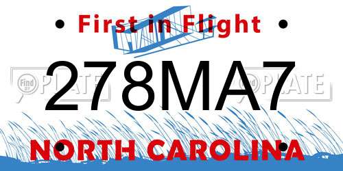 278MA7 North Carolina License Plate