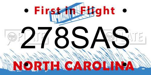 278SAS North Carolina License Plate