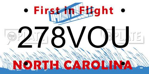 278VOU North Carolina License Plate