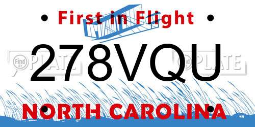 278VQU North Carolina License Plate