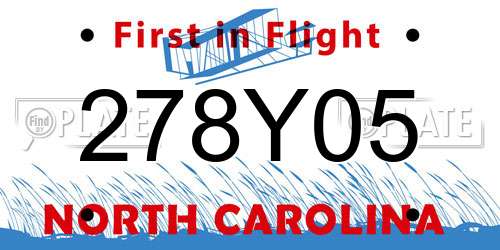 278Y05 North Carolina License Plate