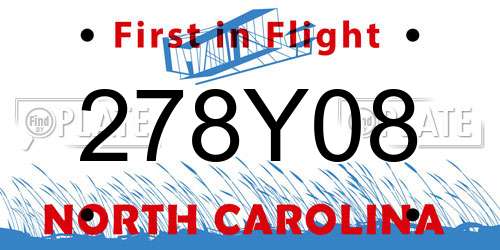 278Y08 North Carolina License Plate