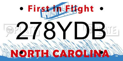 278YDB North Carolina License Plate