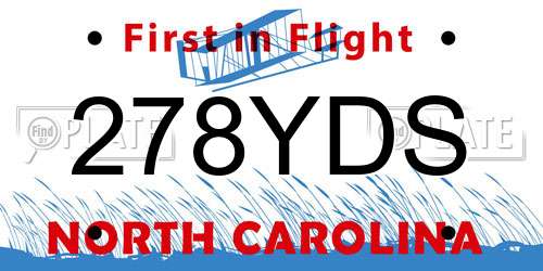 278YDS North Carolina License Plate
