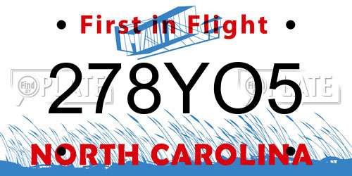 278YO5 North Carolina License Plate