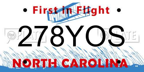 278YOS North Carolina License Plate