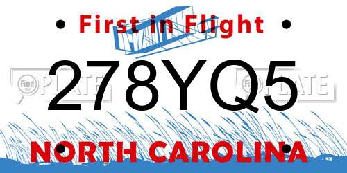 278YQ5 North Carolina License Plate