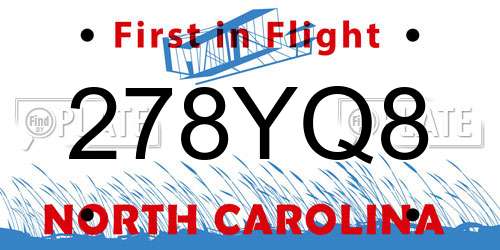 278YQ8 North Carolina License Plate