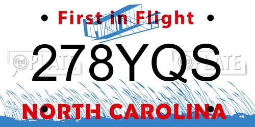 278YQS North Carolina License Plate