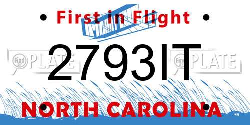 2793IT North Carolina License Plate