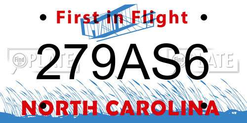 279AS6 North Carolina License Plate