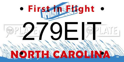 279EIT North Carolina License Plate