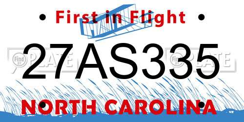 27AS335 North Carolina License Plate