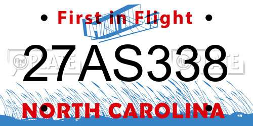 27AS338 North Carolina License Plate