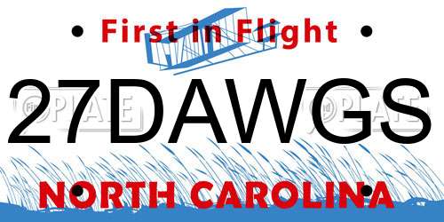27DAWGS North Carolina License Plate