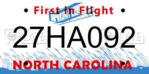 27HA092 North Carolina License Plate