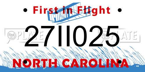 27II025 North Carolina License Plate