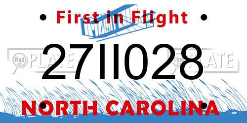 27II028 North Carolina License Plate
