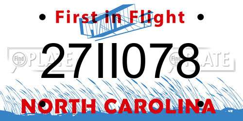 27II078 North Carolina License Plate