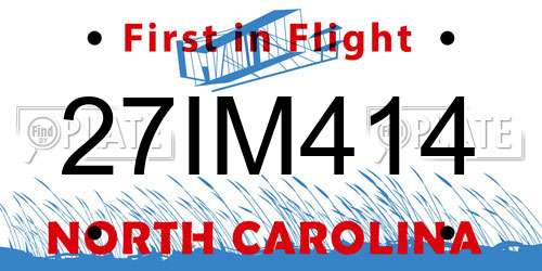 27IM414 North Carolina License Plate