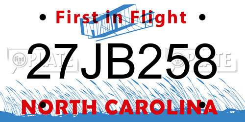 27JB258 North Carolina License Plate