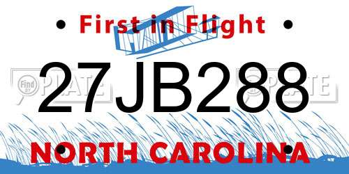 27JB288 North Carolina License Plate