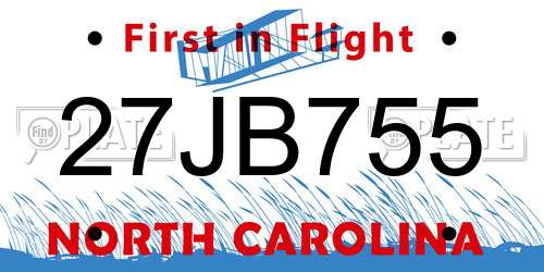 27JB755 North Carolina License Plate