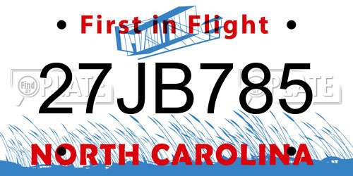 27JB785 North Carolina License Plate