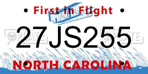 27JS255 North Carolina License Plate