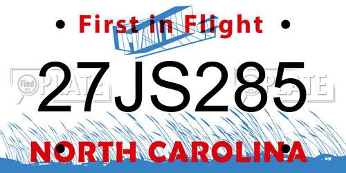 27JS285 North Carolina License Plate