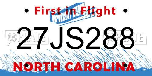 27JS288 North Carolina License Plate