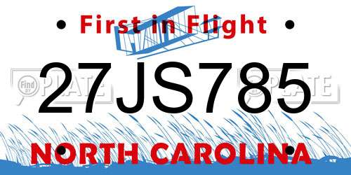 27JS785 North Carolina License Plate
