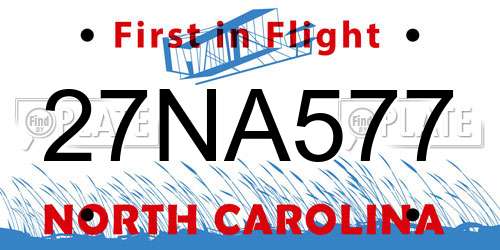 27NA577 North Carolina License Plate