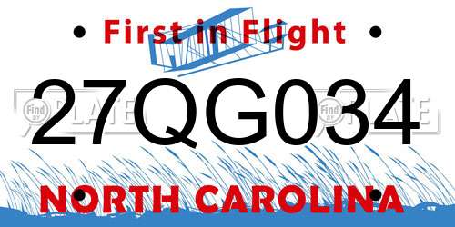 27QG034 North Carolina License Plate