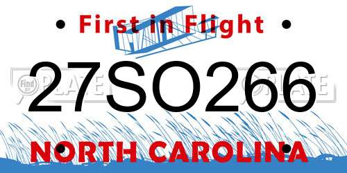 27SO266 North Carolina License Plate