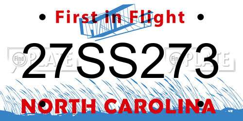 27SS273 North Carolina License Plate