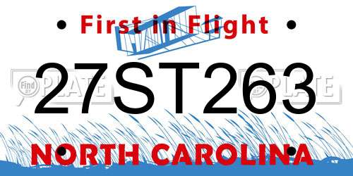 27ST263 North Carolina License Plate